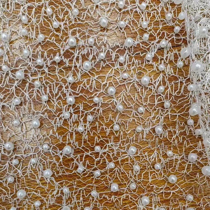 

Beaded Embroidered Lace Mesh Fabric ForDIY Sewing Wedding Dress Garment Accessories Clothing Fashion Designer Fabrics Cloth