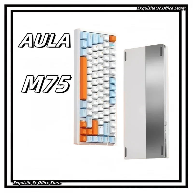 Aula M75 3-Mode Mechanical Keyboard Aluminum Tutuo High-End Office Customized 8000mahTarantula Gasket Pc Gamin Gift