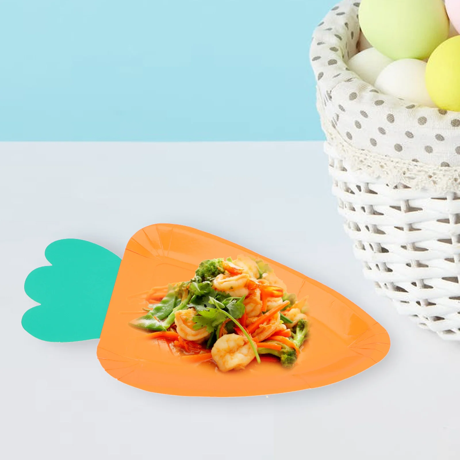 

12Pcs Easter Carrot Plates Disposable Paper Tableware Festival Party Food Dinner Supplies Carrot Plate Delicate Plate