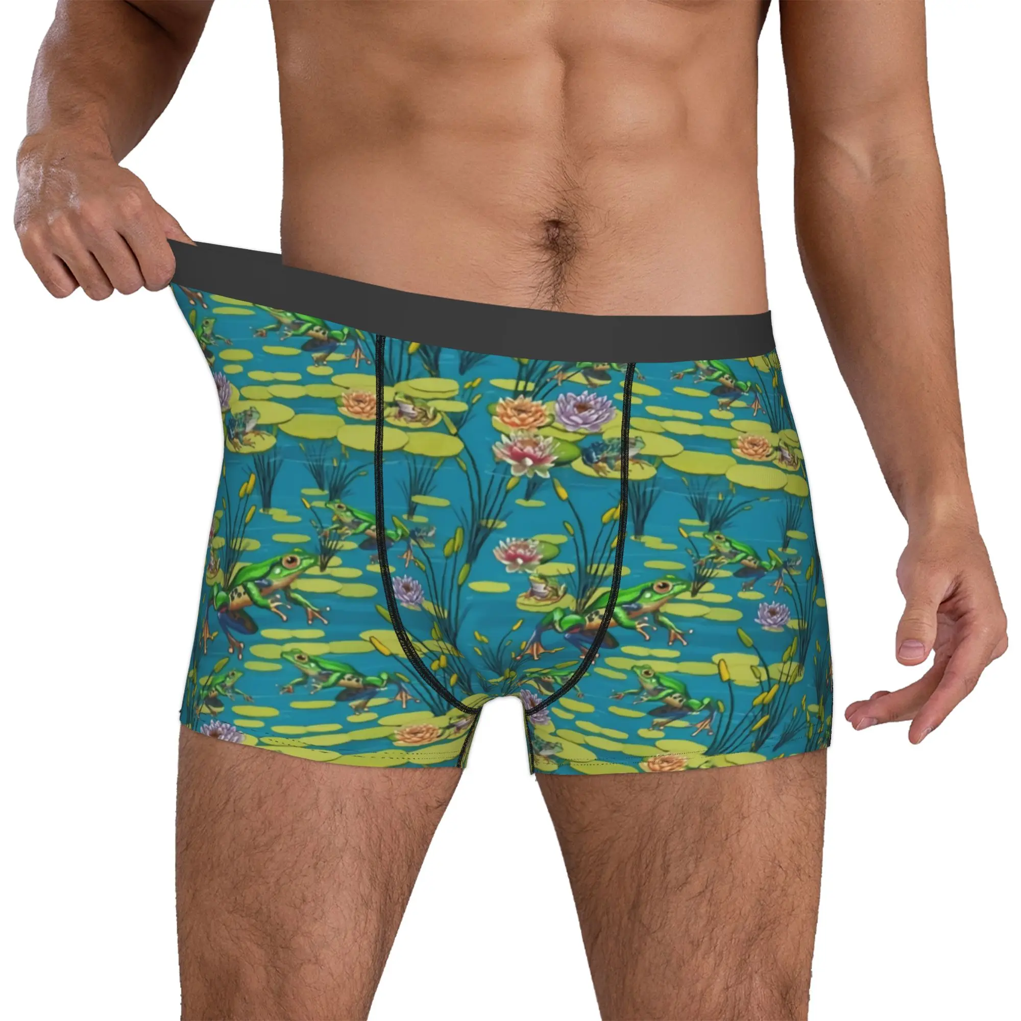Frog Contest On The Lily Pads Boxers Shorts Mens Animal Lover   Briefs Underwear Cool Underpants