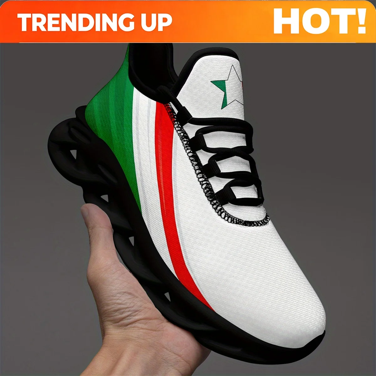 Customization Women' Italy-Themed Sneakers With Italian Flag Print - Lightweight Low-Top Lace-Up Walking Shoes, Cushioned