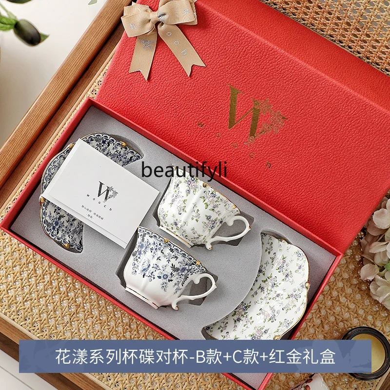 Coffee cup and saucer gift box for girlfriends' birthday and wedding gifts, light luxury and exquisite afternoon tea