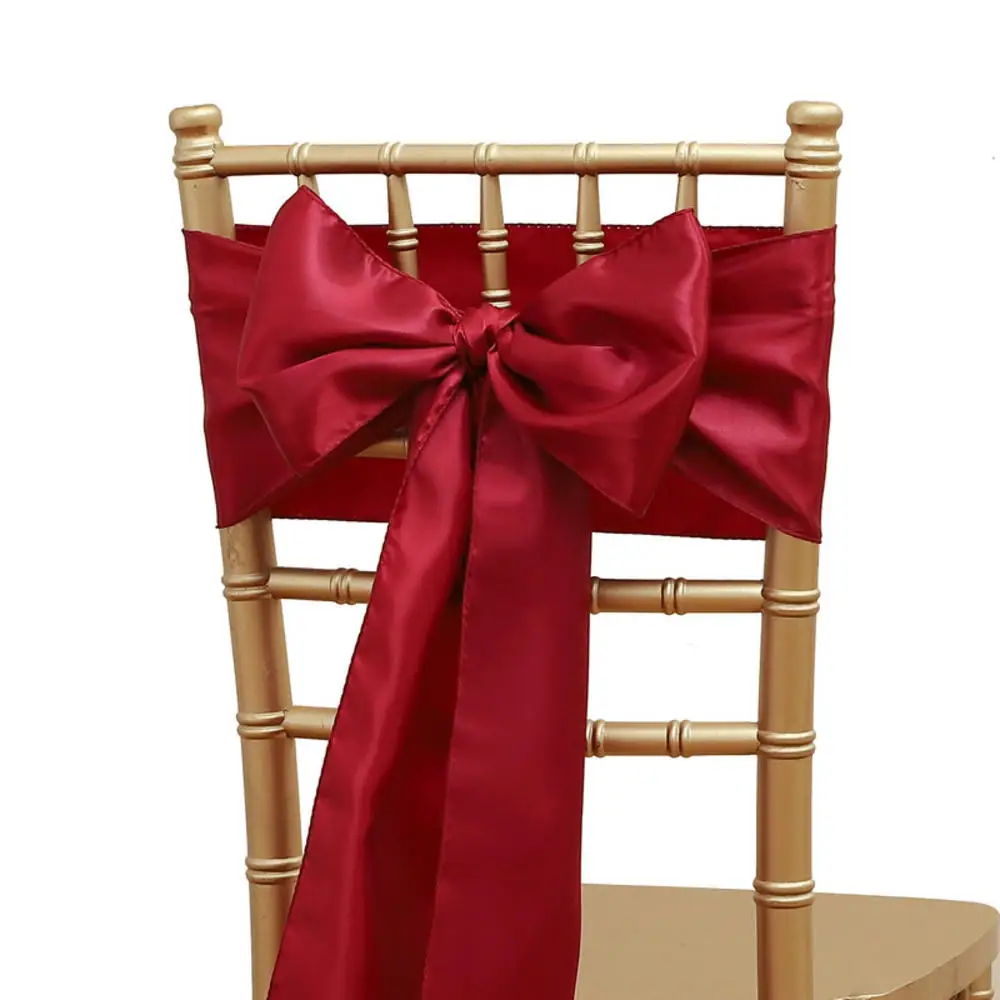 Housse de chaise à gros nœud 17x275cm, ceintures de chaise en Satin de soie, ruban, décoration de chaise à nœud papillon pour fête de mariage, décor d'événement de réception-cadeau pour bébé