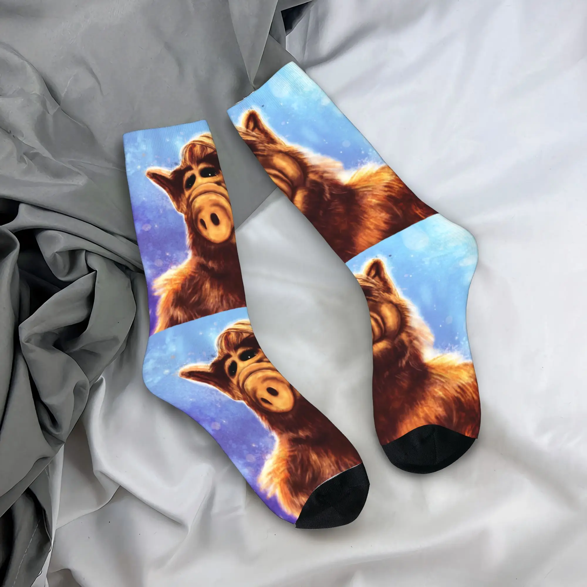 

Забавные носки с изображением инопланетянина из научно-фантастического сериала «Альф» для мужчин и женщин, теплые модные оригинальные носки с изображением существ инопланетной формы жизни