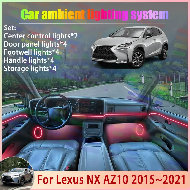 

For Lexus NX AZ10 2015~2021 2016 2/18 in 1 Car Atmosphere Light Lamp RGB Shade Ensemble Streamer Atmosphere Set Auto Accessories