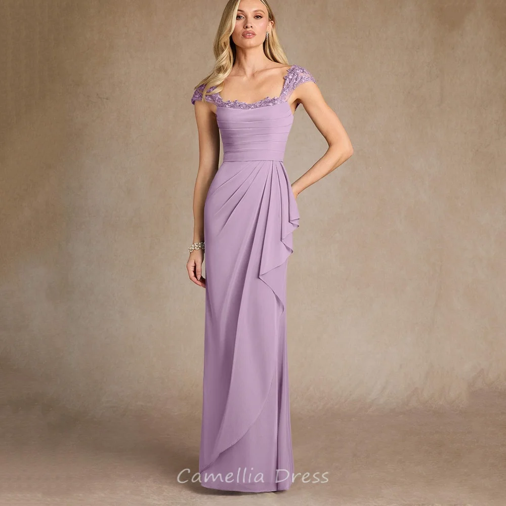 

Mermaid Chiffon Customized Mother of the Bride Dress for Women Wedding Party Gowns Cap Sleeve Lace Bridal Dresses