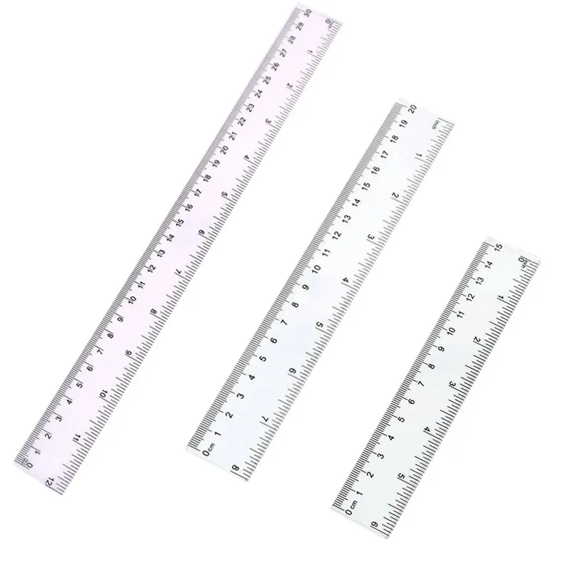 5pcs/set Transparent Rulers Stationery Ruler Acrylic Plastic Students Measurement Rulers with Scale Set Ruler for Students
