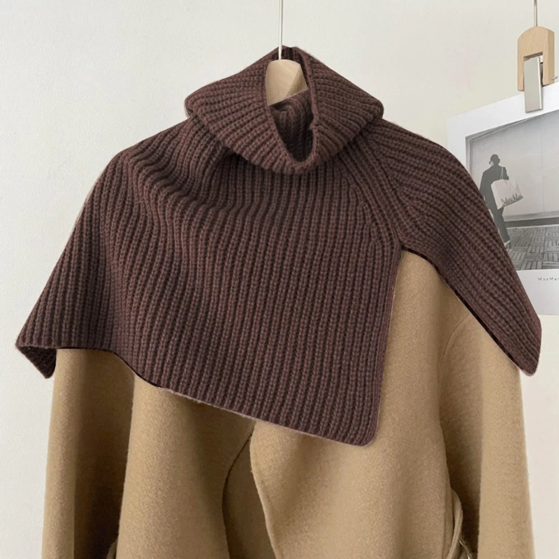 Pullover Scarf Knit Turtleneck Detachable Sweater Collar Shawl Cape Shawl Wrap DXAA