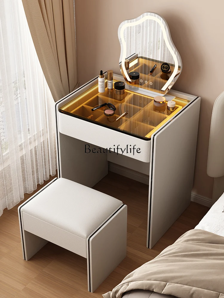 Cream Style Dressing Table Modern Simple Storage Cabinet Integrated Flip Bedside Small Apartment Makeup Table