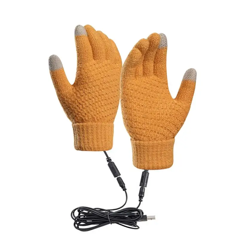 Heated Gloves Winter Thermal Warm Gloves With Built In Heating Sheet USB Touchscreen Soft Winter Work Gloves For Men Women