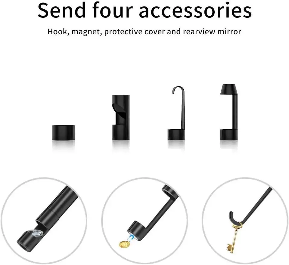 Hook Magnet Side View Mirror Sets Compatible for 8mm / 5.5mm Endoscope Camera with Screw Threads 4 PCS Borescope Accessories