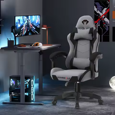 Cadeira gamer Python Fly cinza, cadeira de escritório, encosto ajustável, capacidade de carga de 150 kg, envio do Brasil