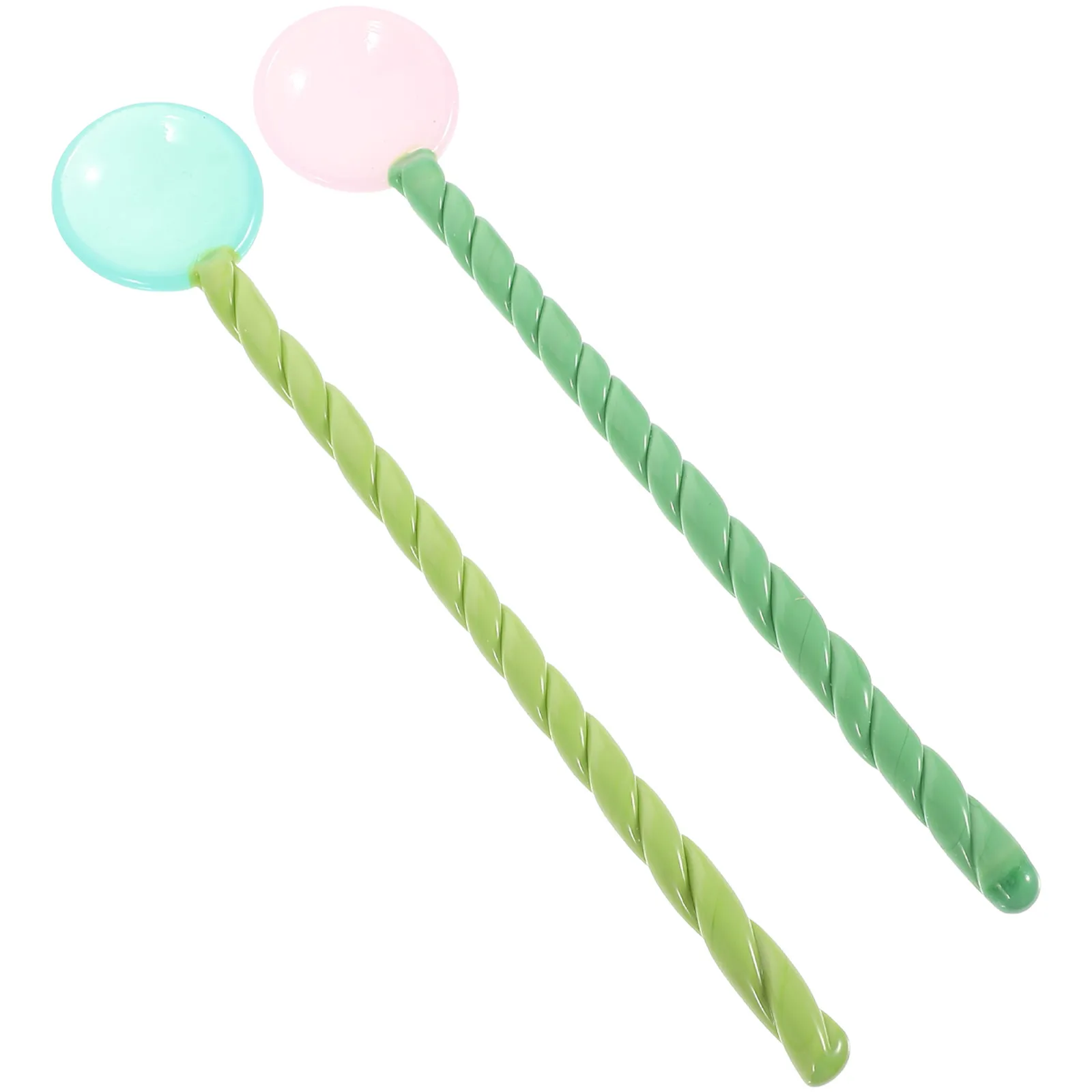 

2Pcs Glass Spoon Set Colored Decorative Juice Stirrers Reusable Drink Mixing Rods Party Supplies Stirrer Coffee Stirrer