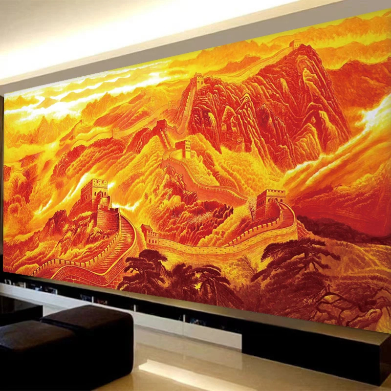 

Набор для вышивания крестиком из чистого хлопка: Пейзаж с верандой, напоминающий Великую Китайскую стену, символизирующий долговечное процветание, 37 цветов, для гостиной