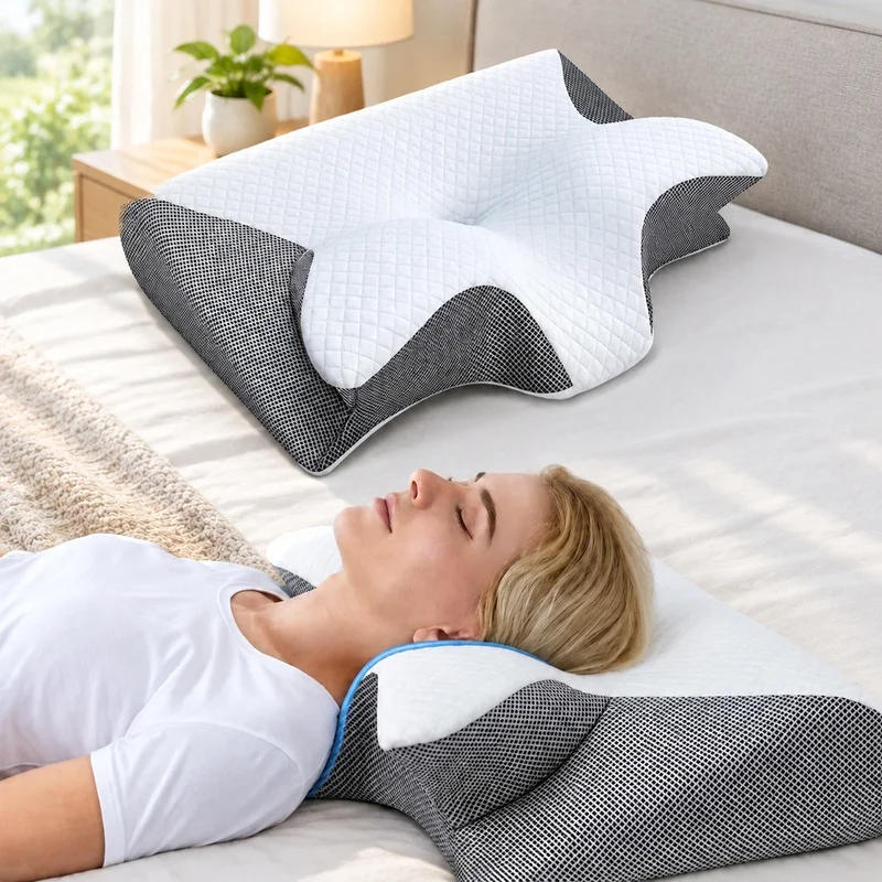 Ergonomic Cervical Support Pillow with Slow-Response Memory Foam for Comfortable Sleep and Neck Relaxation