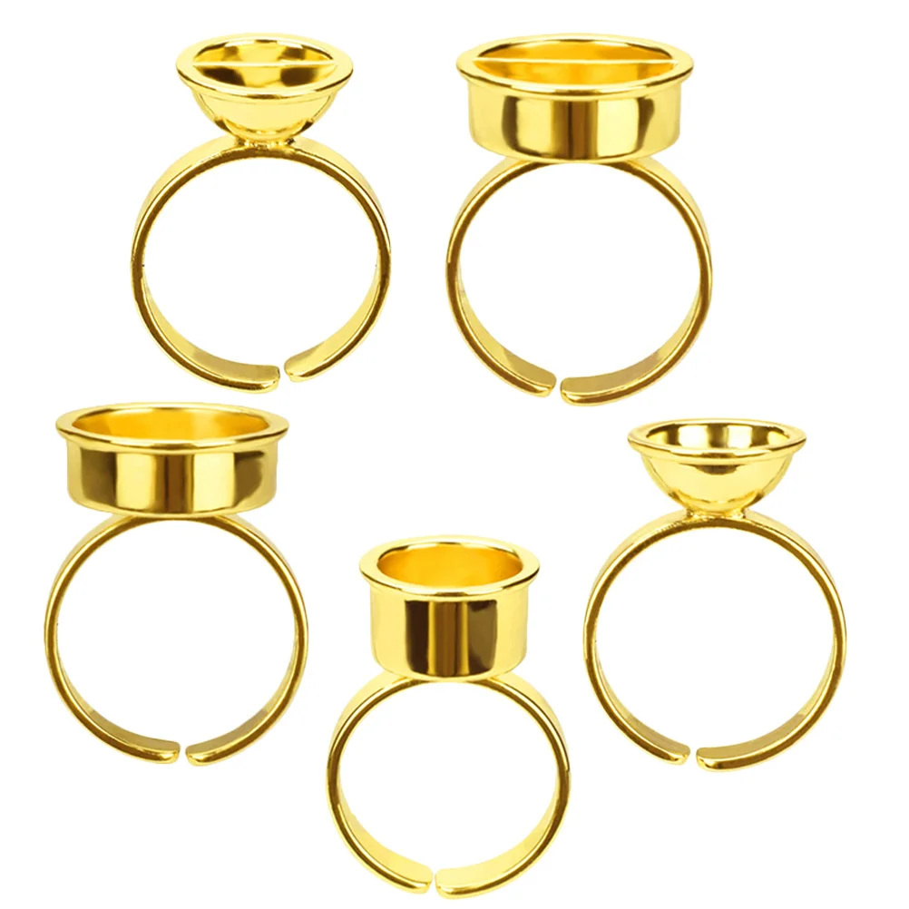 

5Pcs Stainless Steel Finger Ring for Glue Pigment Ink Storage Tattooing Lash Extension Portable Makeup Tool Holder