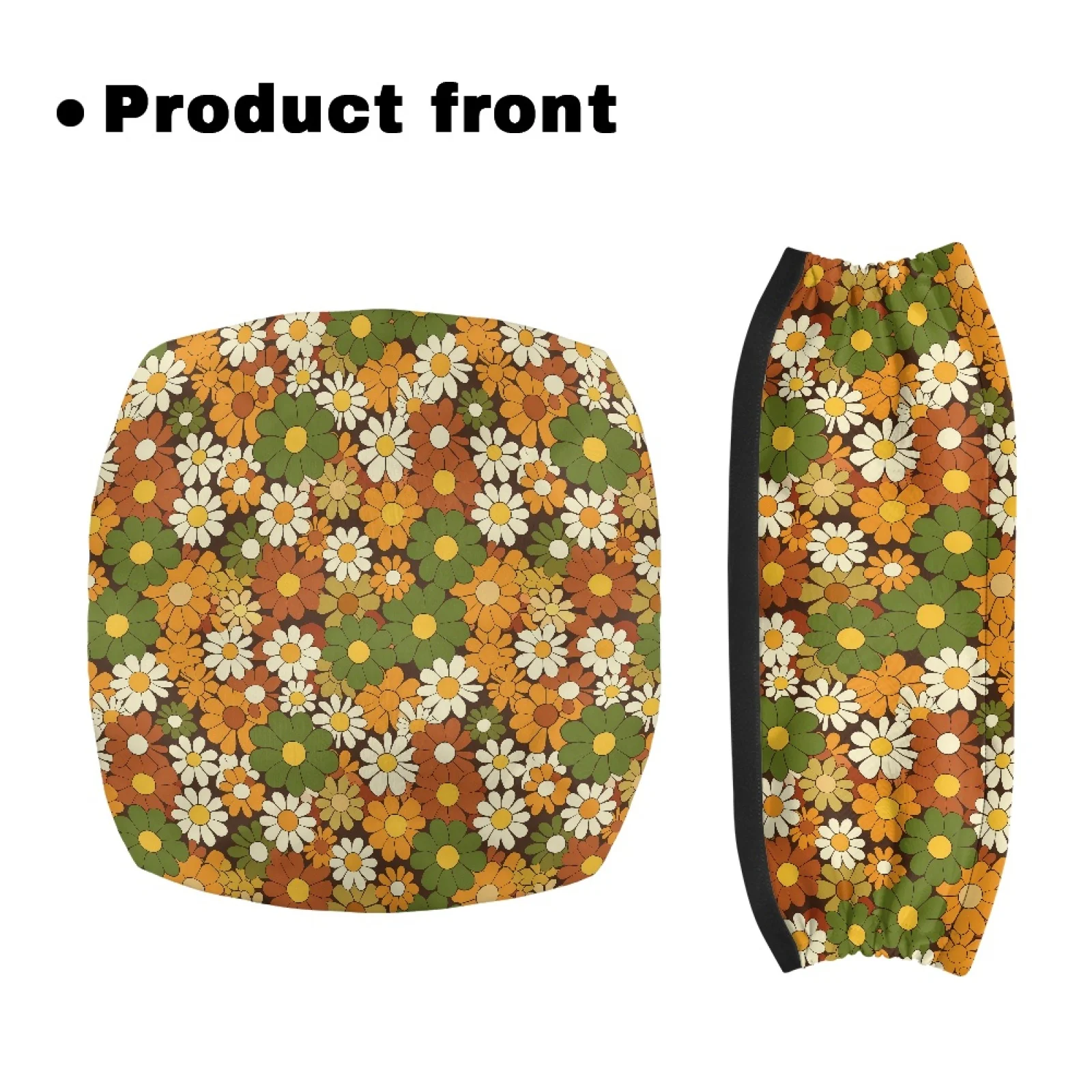 Coloranimal Retro Daisy Floral 2 Pcs Rollator Seat Cover Rollator Walker Seat Back Cover for Men Home