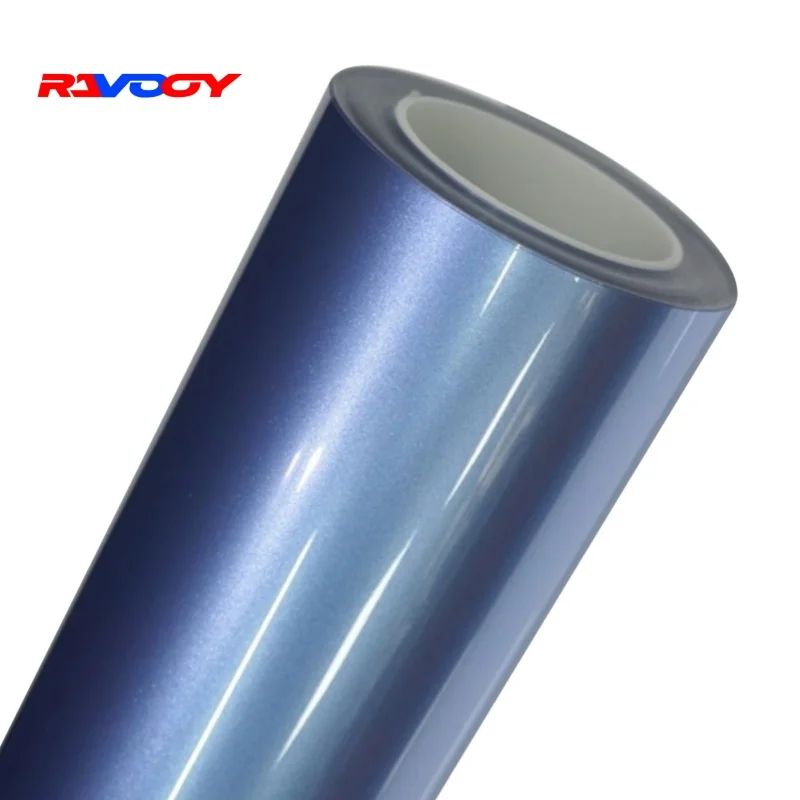 Metallic blue self-adhesive car modification sticker, made of durable aluminum foil material and platinum vinyl film.