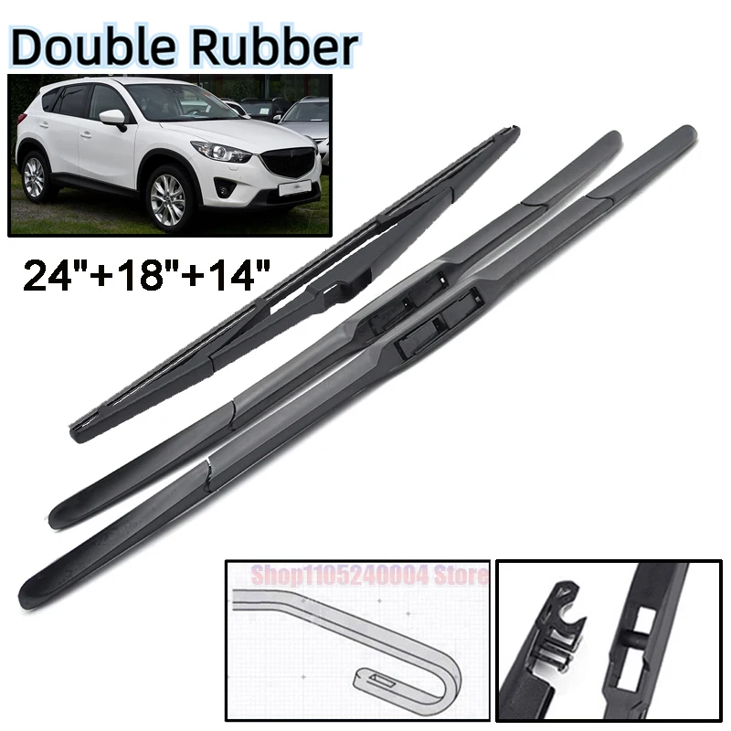 Front & Rear Wiper Blades Set For Mazda CX-5 CX5 KE 2012 - 2017 Windshield Windscreen Window Brushes 24"+18"+14"
