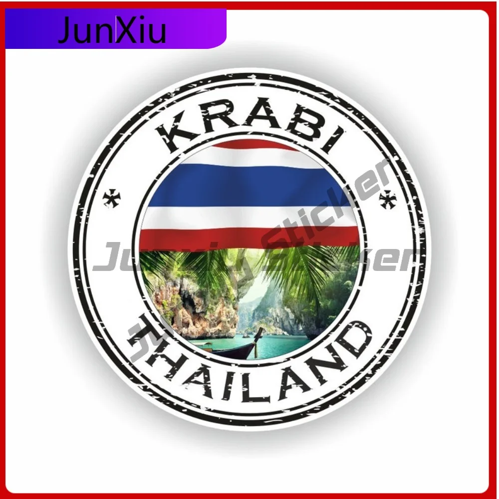 

Thailand Krabi Seal Sticker Round Flag Unique Vinyl Decal Waterproof Exterior Decor for Car Body 4x4 Off Road Racing Rally