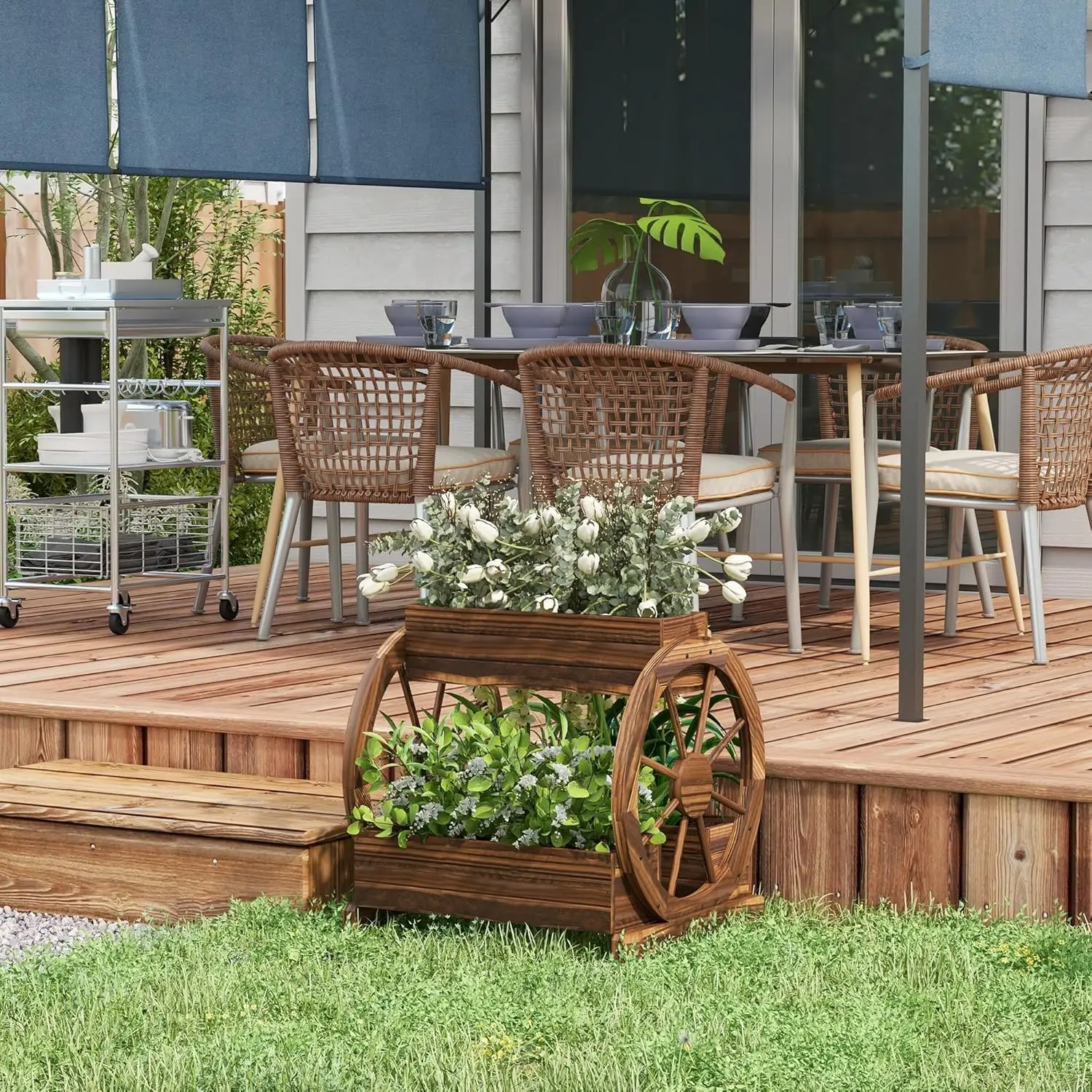 Vegetable, Flower, and Herb Planting: Wooden, 2-Tier Raised Garden Bed with Drainage Holes, 25\