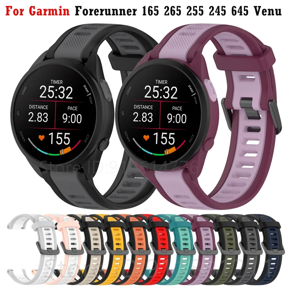 

Silicone Watch Strap For Garmin Forerunner 165 245 645 255S 255 265S 265 Venu SQ 2 3 2S 3S Wristband Bracelet Venu 2 Plus Band