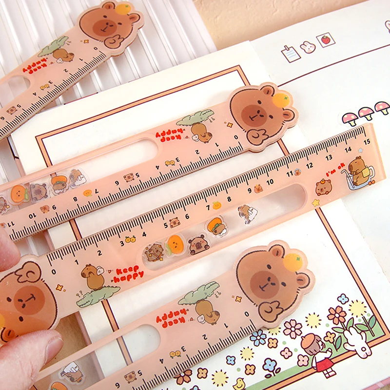 1PC Cartoon Capybara Acrylic Ruler Creative Drawing Painting Tool Bookmark Reward Stationery Student Gift School Supplies