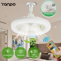 E26/E27 Socket 30W LED Ceiling Fan Light With Remote Control Universal Lamps Head Dimmable for Bedroom Living Room Kitchen