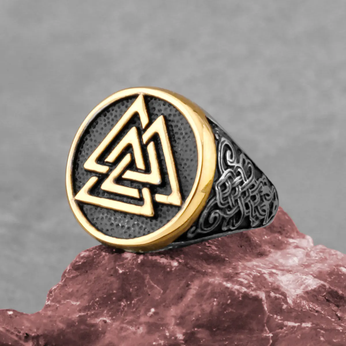 

Men's Viking Valknut Ring Stainless Steel Celtic Knot Amulet Ring Hip Hop Biker Punk Creative Gift Nordic Jewelry Wholesale