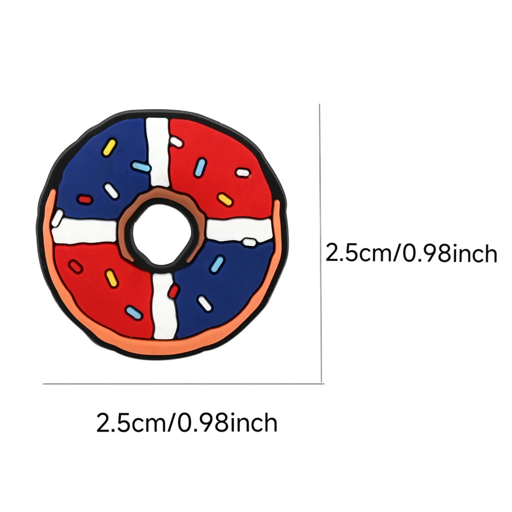 15Pcs Cartoon Country Flag Doughnut Series PVC Shoe Accessories Detachable Waterproof DIY Shoe Decorations Creativity Gifts