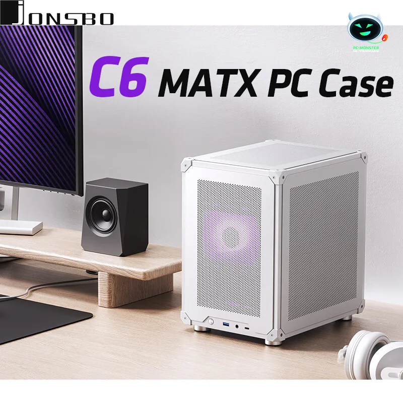 JONSBO C6 MATX Mini ITX สําหรับ PC Type-C ATX แบบพกพามินิเดสก์ท็อปตาข่ายแชสซีคอมพิวเตอร์ PC กรณี 200-255 มม.กราฟิกการ์ด