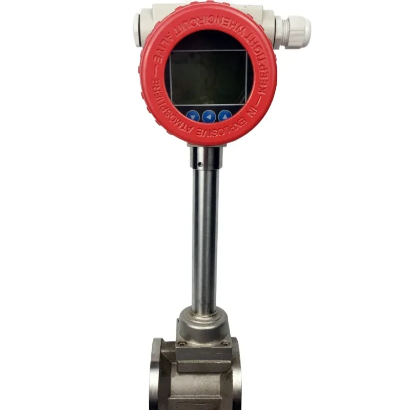Vortex flowmeter, temperature and pressure compensation, liquid
