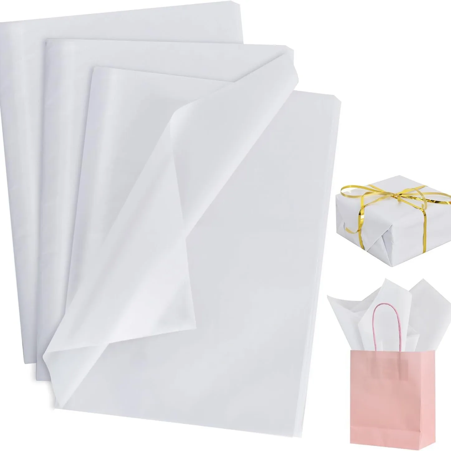 100pcs/lot Plain Gift Wrapping Tissue Sheets DIY Craft Paper for Wedding Birthday Christmas Gift Bag Filler Packaging Decoration