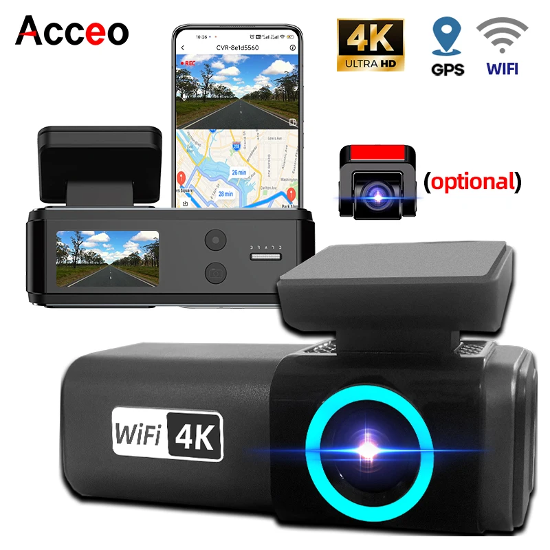 Acceo B55P Dashcam Auto 4K Auto Recorder Mit GPS WIFI Auto DVR Unterstützung Nachtsicht 24H