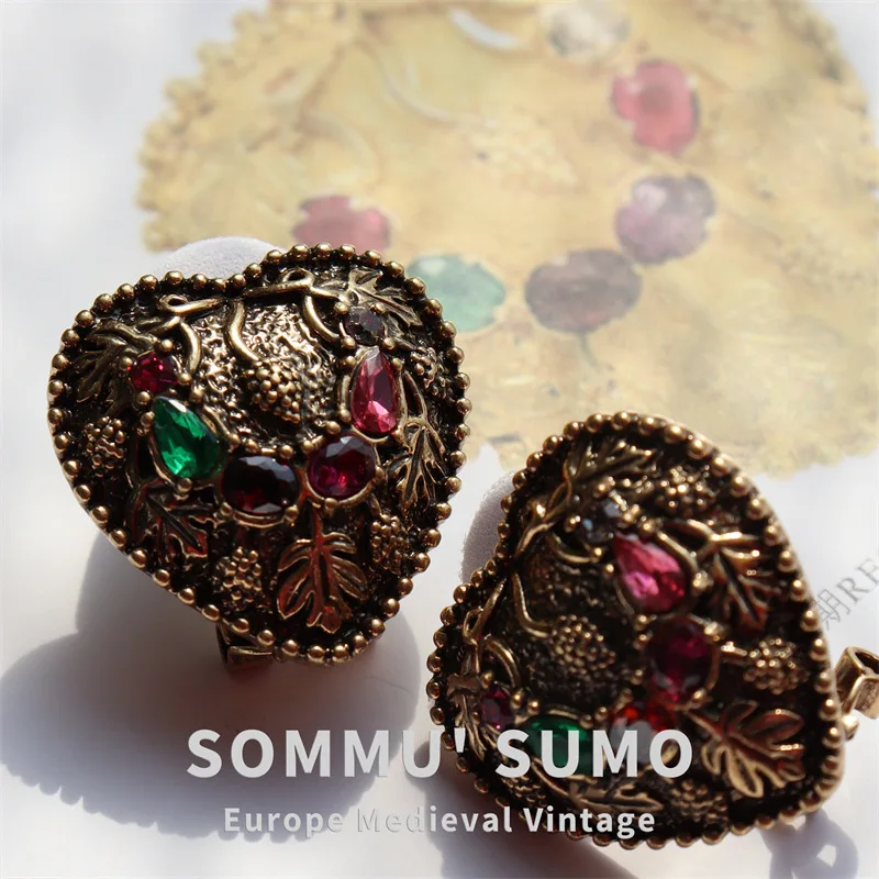 Vintage Earrings Mid-Ancient Antique Jewelry Colored Glaze Czech Diamond Earrings