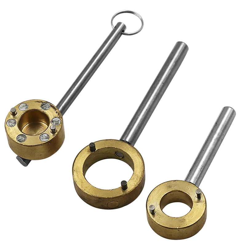 Brass Magnetic Lock Gate Valve Fittings Round Key Water Meter Front  Tap   Wrench