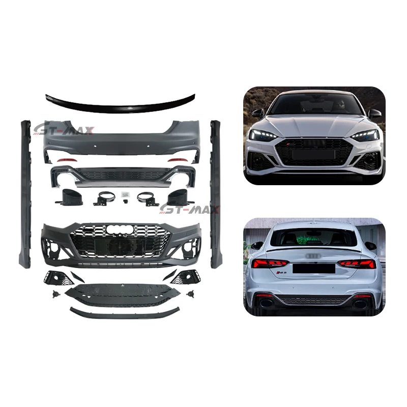 

For Audis A5 17-22 Upgrade to RS5 Style Plastic Front Bumper Side Skirt Rear Bumper Diffuser Spoiler Body Kit