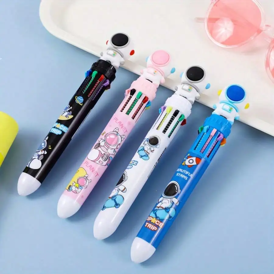 

​Astronaut Pen 10-Color Multi Pen W/Fine 0.5mm Tip - Press Switch Retractable Tips For Notes, Journaling, Gift (Set Of 2)​​