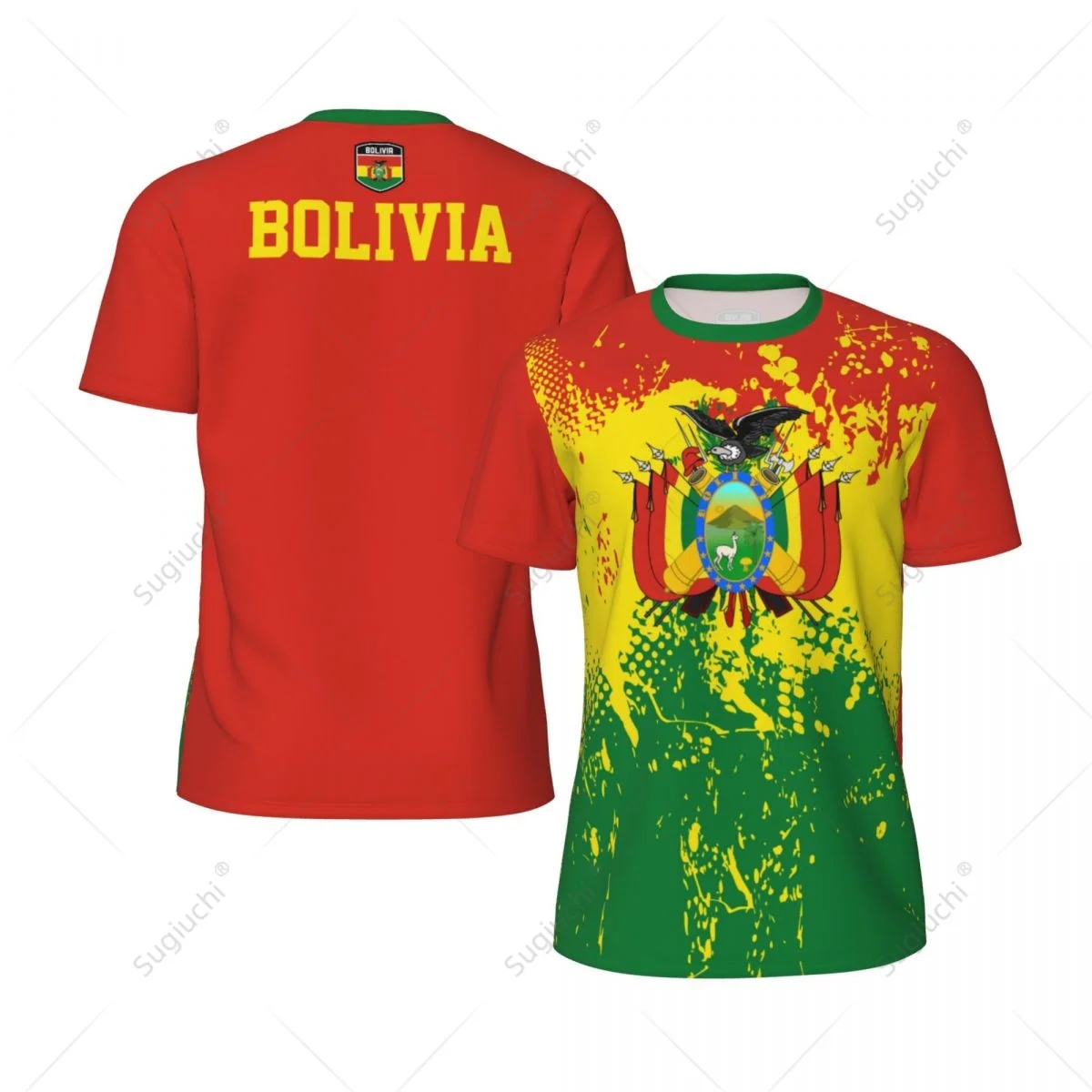 Exclusive design Bolivia Flag Grain 3D Printed Men For Running Bike Soccer Tennis Fitness Sports tshirt Mesh Fans Short T-shirt