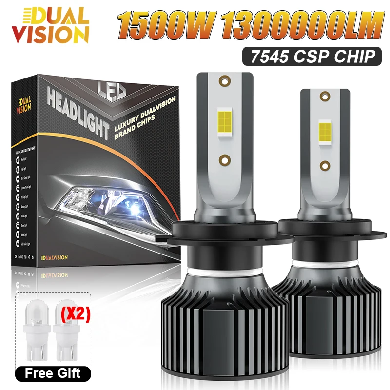 Dualvision H4 H7 LED Headlights Bulbs H11 H3 9005 HB3 9006 HB4 9012 HIR2 H1 880 881 Car Bulbs 1500W 1300000LM Fog Lamp 6000K 12V