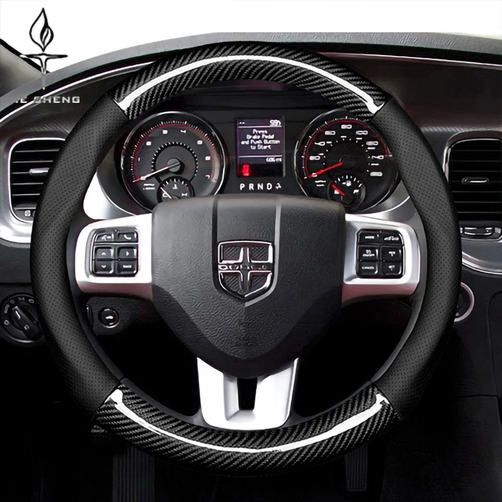 

Противоскользящий чехол на руль из карбонового волокна и кожи для Dodge Charger, Challenger, RT, Journey, Caliber, Avenger, RAM 1500