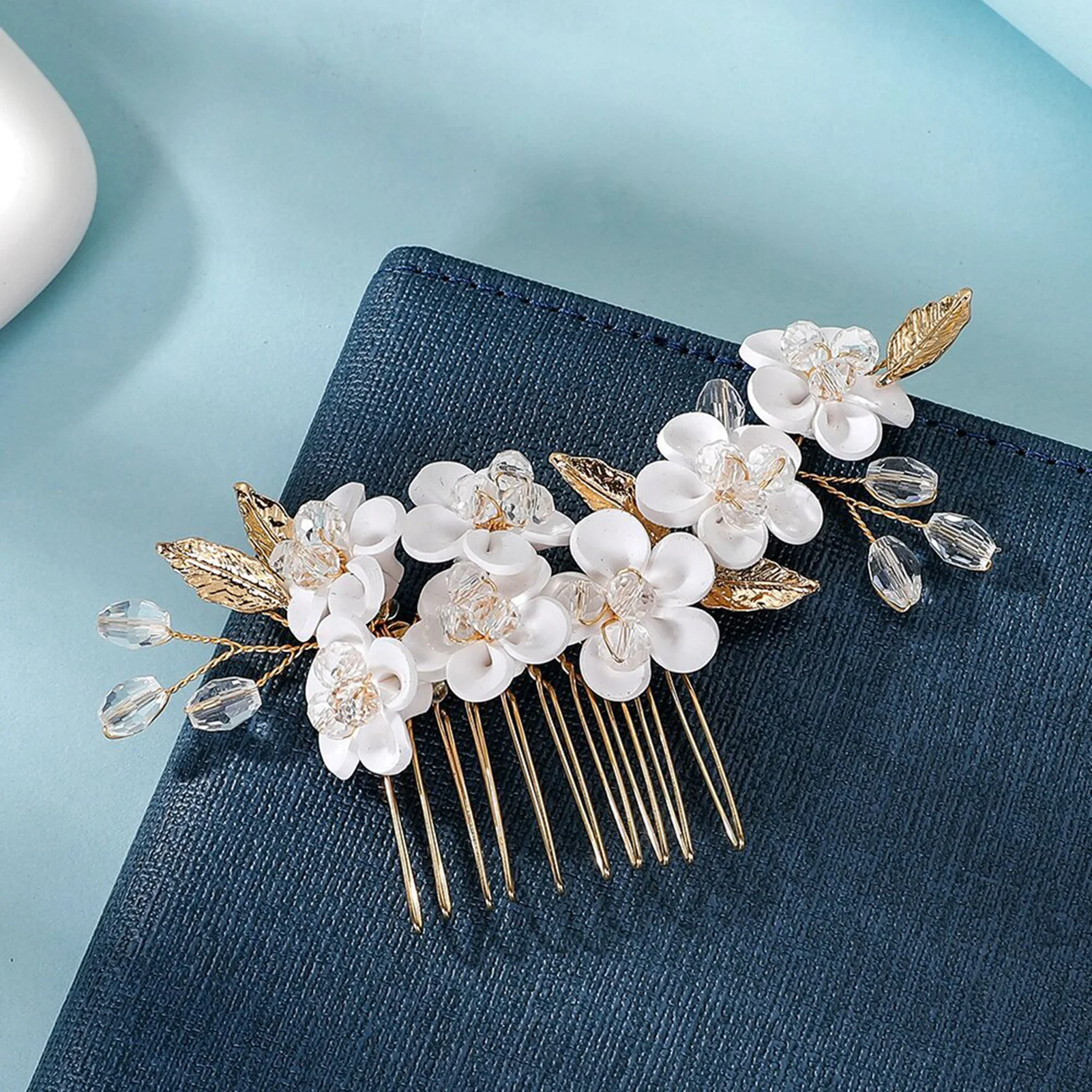 

Gold Color Floral Wedding Hair Combs Crystal Bridal Hairpin Headband for Women Elegant Alloy Bride Headpiece Jewelry Tiara Gift