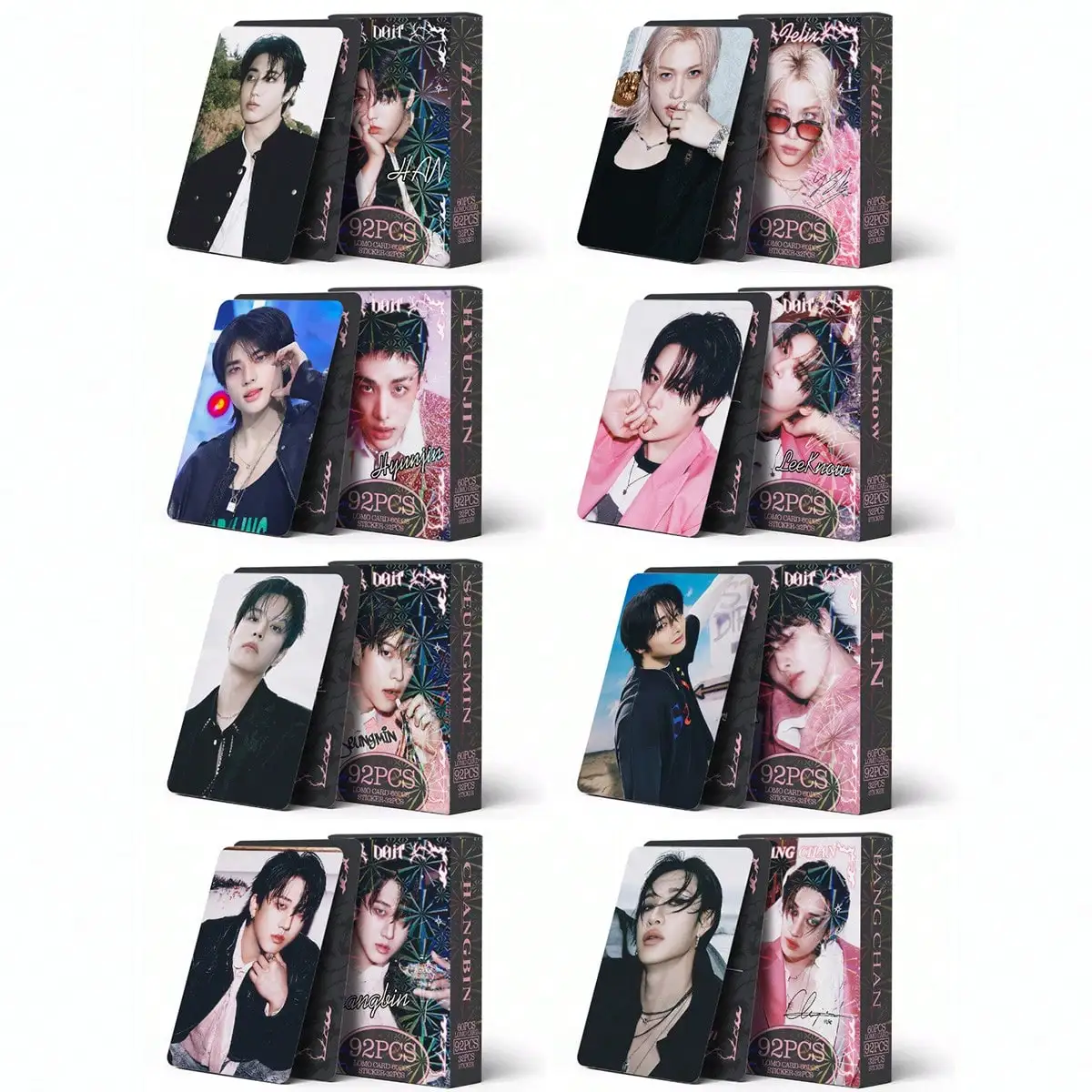 

Коллекционные карточки Kpop STRATKID doit, 92 шт. (60 ломокарточек + 32 стикера), фотокарточки высокого разрешения