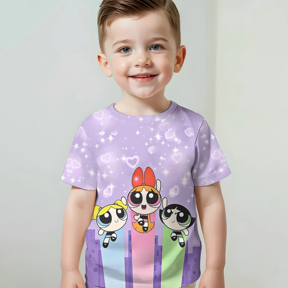 Print Baby Clothing 5 to 14 Years Male Outdoor Clothes for Girls P-PowerpuffS Children Boy Girl Child T-Shirt Top Shirts