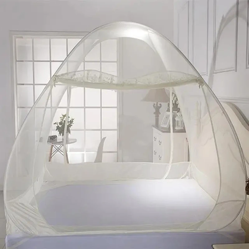 Foldable Three Door Yurt Mosquito Net, Bottomless, Large Space, Children's Bed, Encrypted Mesh Mosquito Net, Adult Mosquito Net