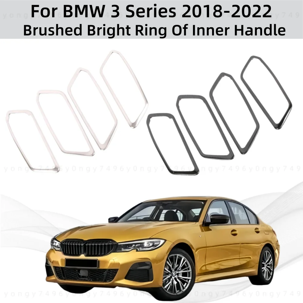 Car Upgrade Brushed Bright Ring Of Inner Handle For Window Lifte For BMW 3 Series 2018 2019 2020-2022 Decoration Accessories