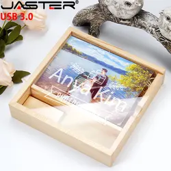 JASTER Wooden Box USB Flash Drives 128GB Creative Photography Wedding Gift 3.0 Memory Stick 64GB Laser Engraving Pen Drive 32G