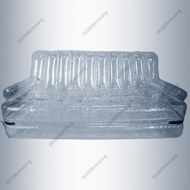 Foldable PVC Double-layer Inflatable Sofa with Double Compartments for Storage and Compression