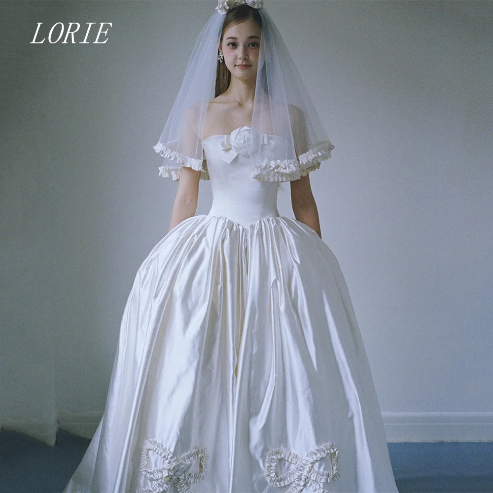 LORIE Luxury 3D A Line Wedding Dress Bow Strapless Bridal Dresses Elegant Flowers Wedding Gown Customized 2026