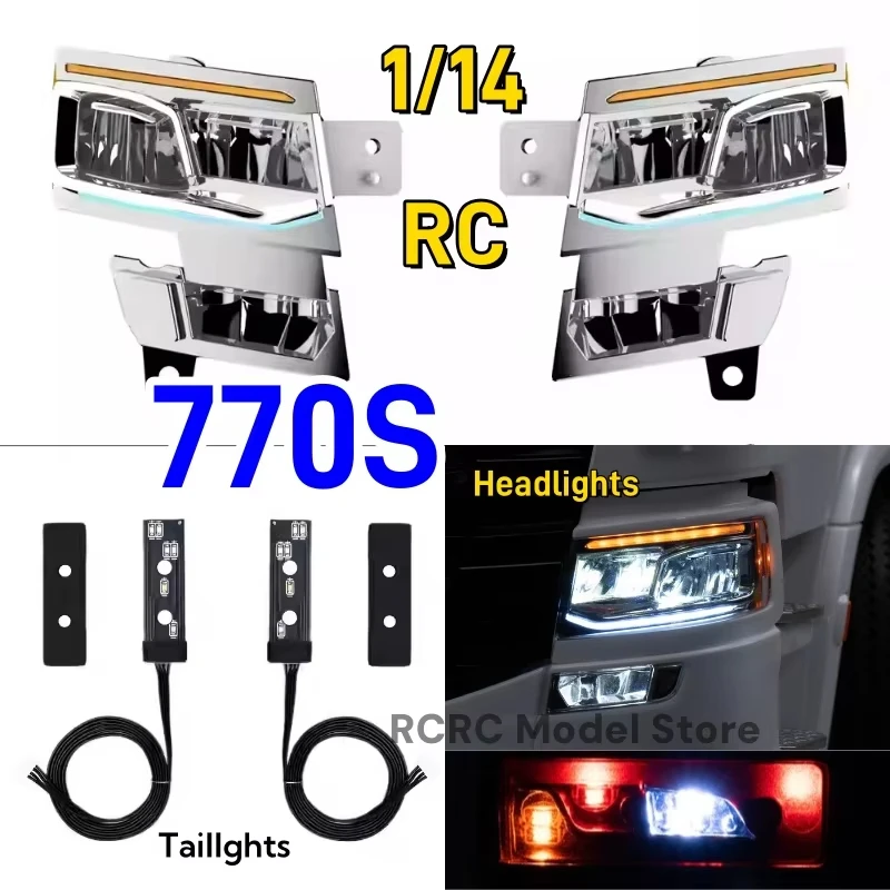

770s RC Truck LED 5v Headlights Lighting System Lamp For Tamiya 1/14 Rc Tractor Truck 770S Series 4x2 6x4 8x4 Mfc-03 DIY Parts